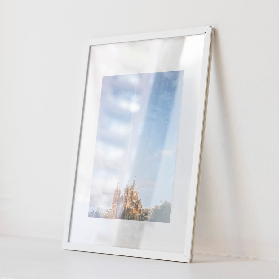 Clouds from the church in Amsterdam / A4 wh frame