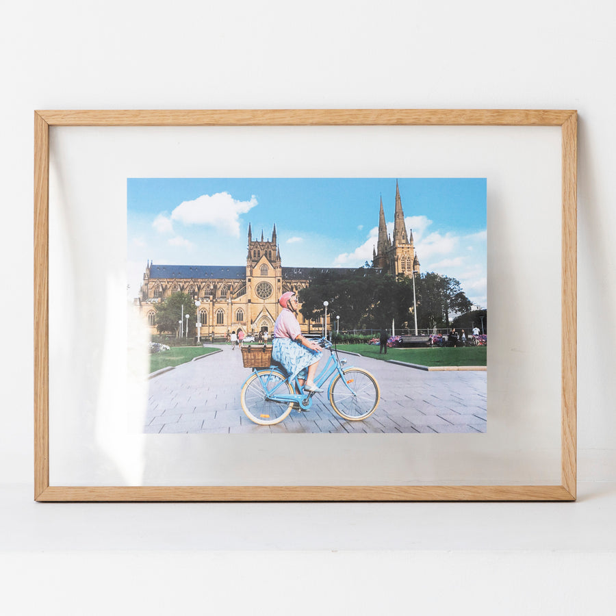 Sydney Funky Bicycle obachan / A3 oak frame
