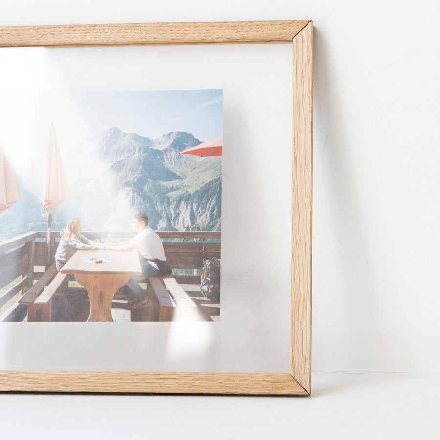 Heart not here couple in Switzerland / A4 oak frame